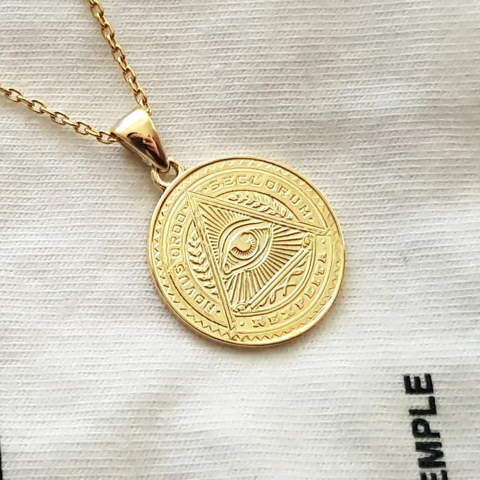 Necklaces carre dor 14k 18k gold circle eye of providence pendant necklace 1 Medium Necklaces carre dor 14k 18k gold circle eye of providence pendant necklace 1 Medium