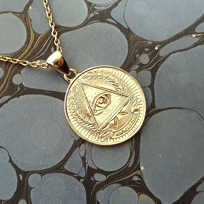 Necklaces carre dor 14k 18k gold circle eye of providence pendant necklace 1 Medium