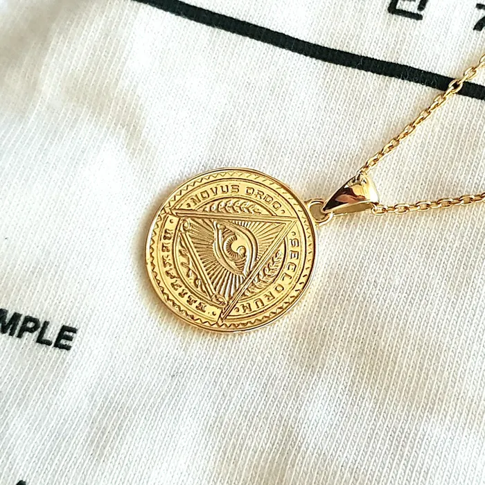 Necklaces carre dor 14k 18k gold circle eye of providence pendant necklace 1 Medium