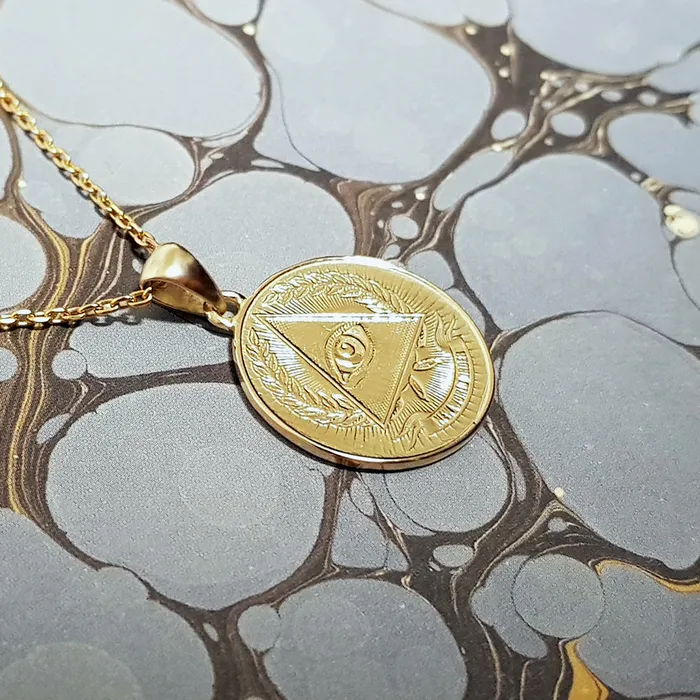 Necklaces carre dor 14k 18k gold circle eye of providence pendant necklace 1 Medium