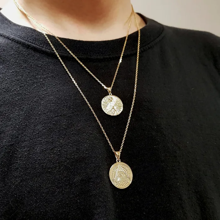 Necklaces carre dor 14k 18k gold circle eye of providence pendant necklace 1 Medium