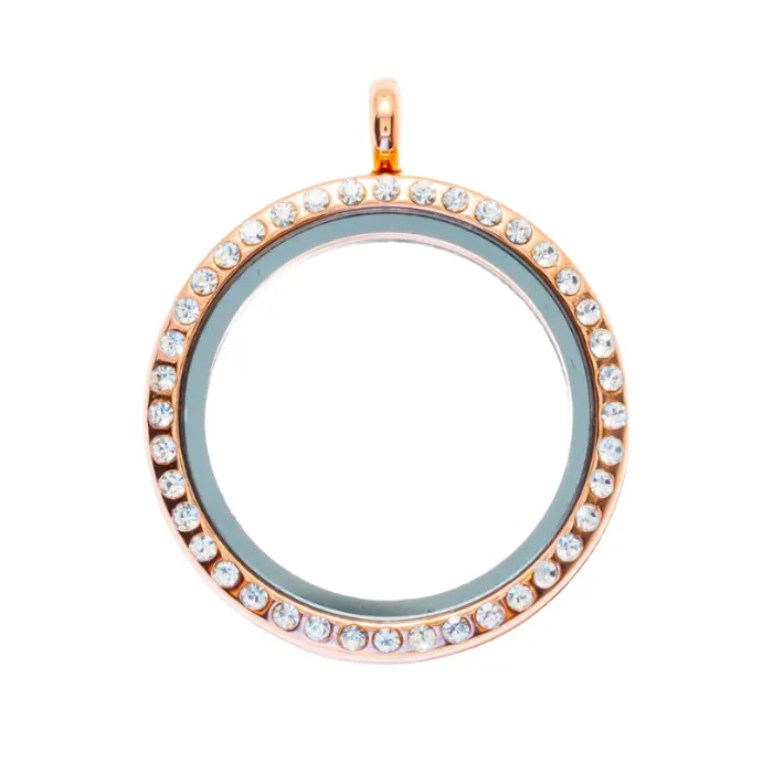 Necklaces Glass Locket Pendant Magnetic Rose Gold 30mm Round Rhinestone with Chain JE0228 Necklaces Glass Locket Pendant Magnetic Rose Gold 30mm Round Rhinestone with Chain JE0228