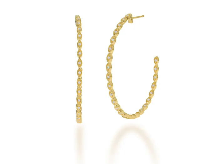 Necklaces Gold and Diamond Marquise Hoops Rachel Reid