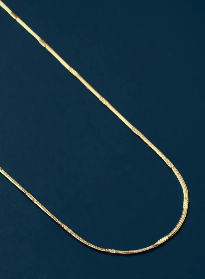 Necklaces Gold Herringbone Style Chain with Repeating Pattern WE ARE ALL SMITH