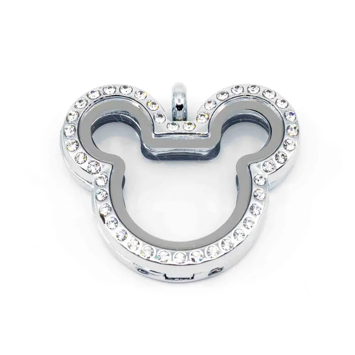 Necklaces JE0053 Glass Locket Pendant Magnetic Mickey Mouse Rhinestone