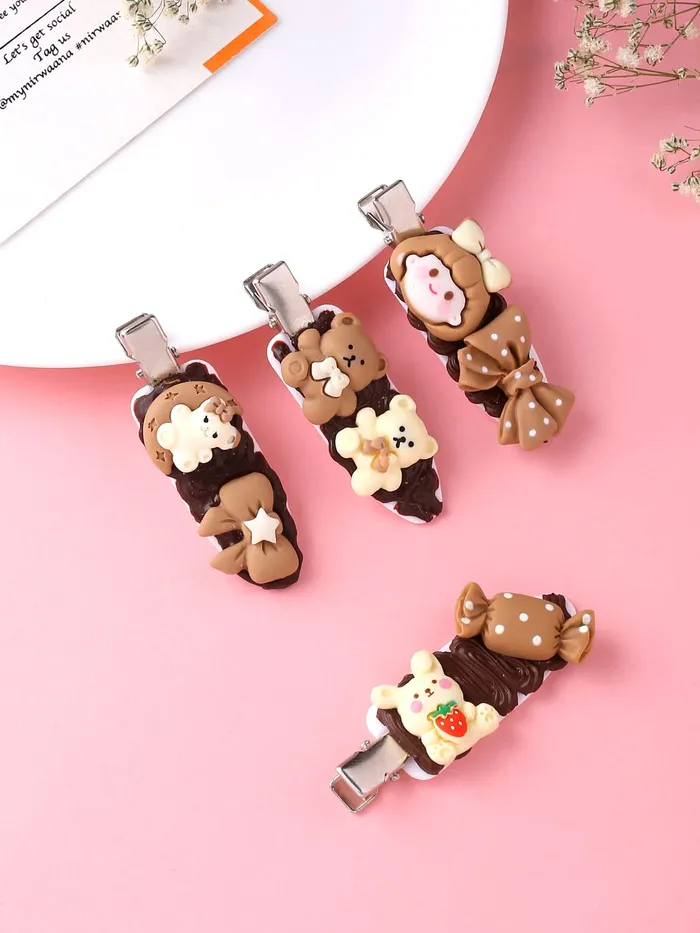 Necklaces Melbees by Yellow Chimes Melbees by Yellow Chimes Hair Clips for Girls 3 Pcs Hairclip Cute Teddy Bear Hair Clips for Girls Alligator Hair Clip for Kids and Girls Hair Accessories