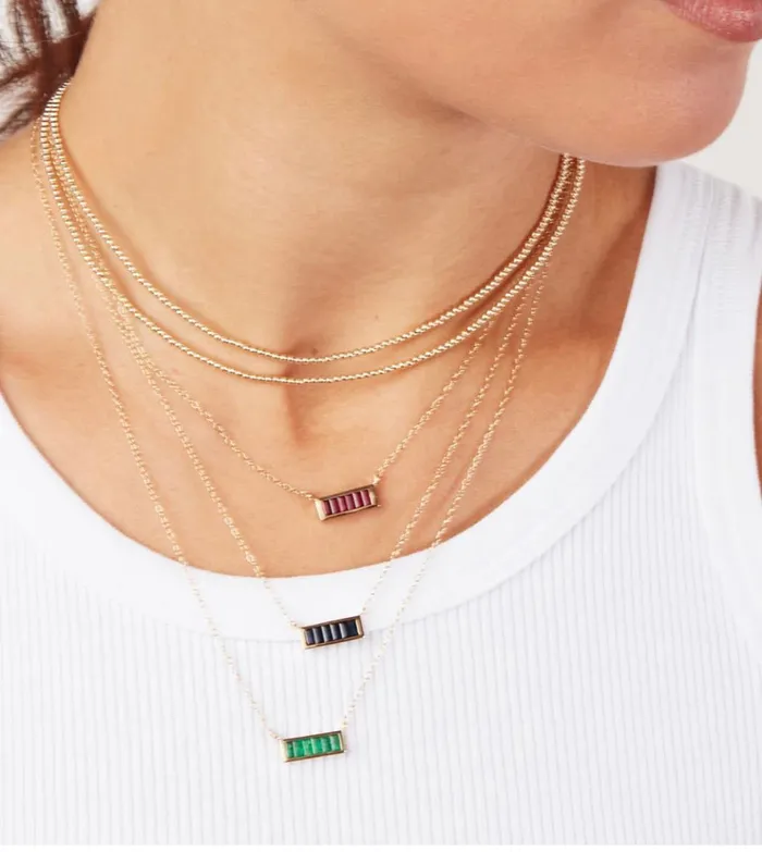 Necklaces Rachel Reid Emerald baguette bar necklace Necklaces Rachel Reid Emerald baguette bar necklace