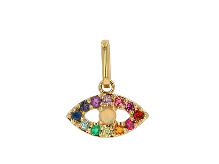 Necklaces Rachel Reid Rainbow Gemstone Evil Eye Charm