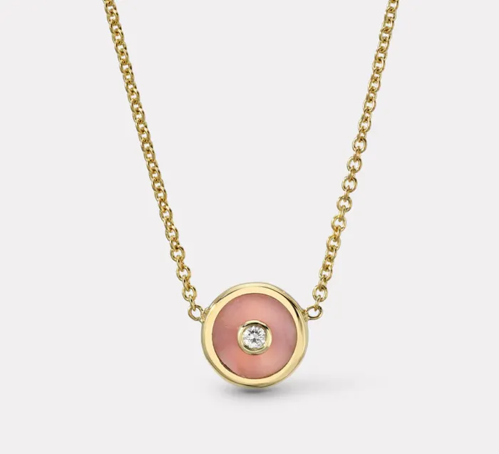 Necklaces Retrouvai MINI COMPASS PENDANT WITH DIAMOND CENTER