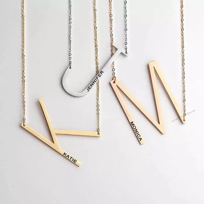 Necklaces The Signature Collection Co Personalized Sideways Initial Necklace