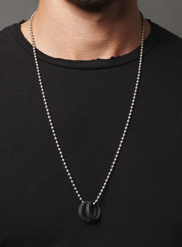 Necklaces We Are All Smith Black Glass Two Rings Necklace for Men