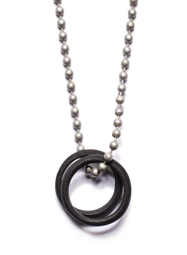 Necklaces We Are All Smith Black Glass Two Rings Necklace for Men