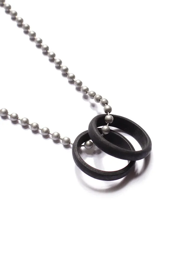 Necklaces We Are All Smith Black Glass Two Rings Necklace for Men