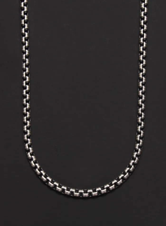 Necklaces WE ARE ALL SMITH Mens Jewelry Clothing OXIDIZED STERLING SILVER ROUND BOX CHAIN MENS NECKLACE