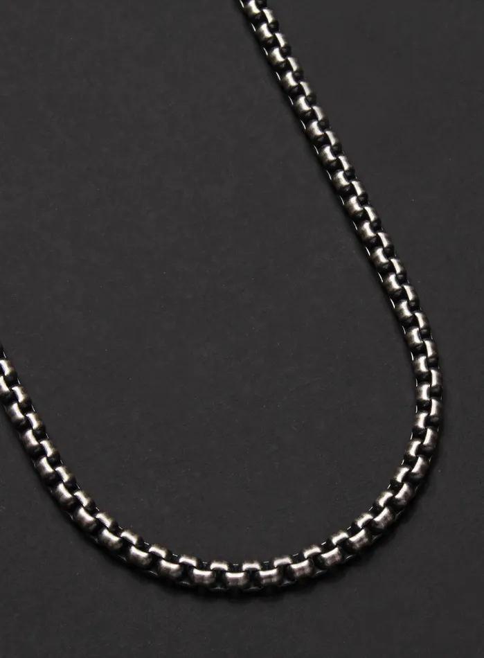 Necklaces WE ARE ALL SMITH Mens Jewelry Clothing OXIDIZED STERLING SILVER ROUND BOX CHAIN MENS NECKLACE