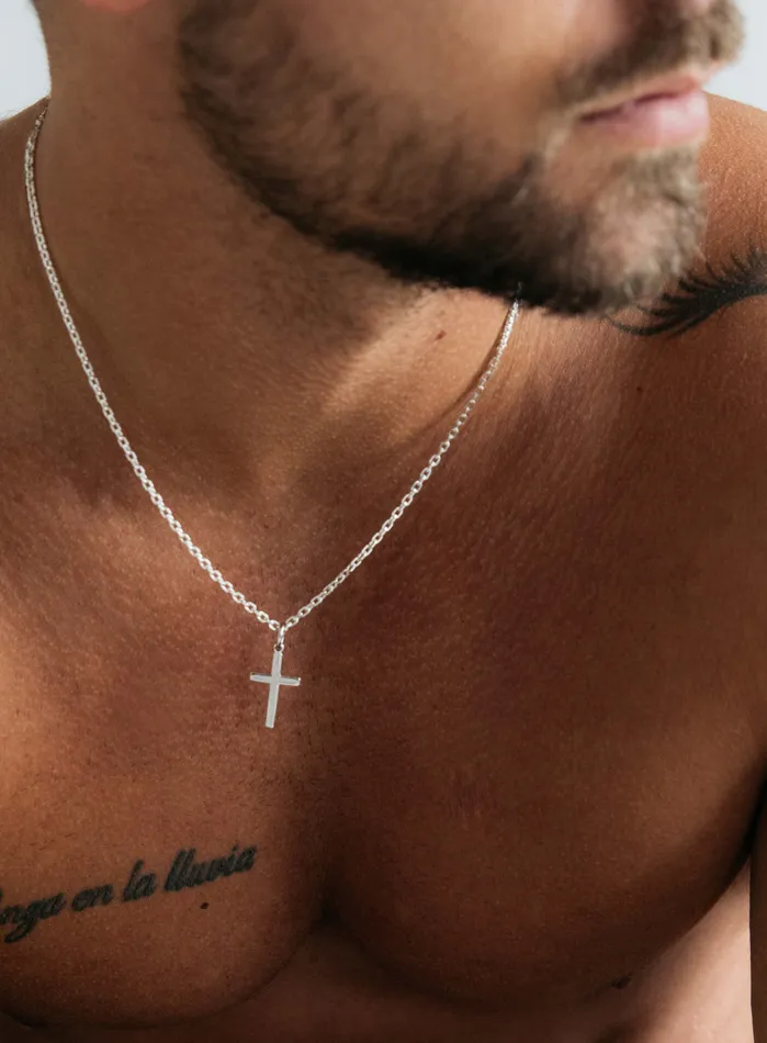 Necklaces WE ARE ALL SMITH Mens Jewelry Clothing Sterling Silver Cross Necklace for Men Cable