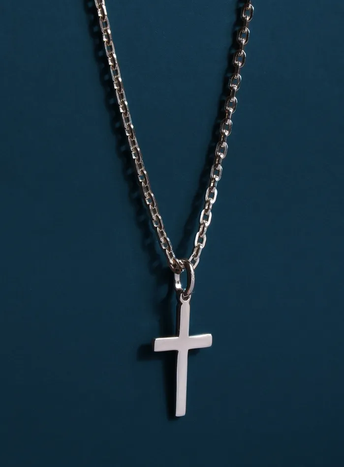 Necklaces WE ARE ALL SMITH Mens Jewelry Clothing Sterling Silver Cross Necklace for Men Cable