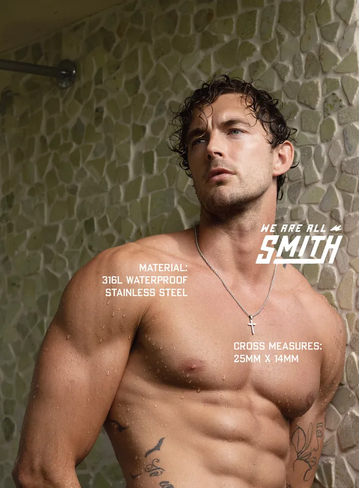 Necklaces WE ARE ALL SMITH Mens Jewelry Clothing Waterproof Medium Silver Cross Pendant for Men