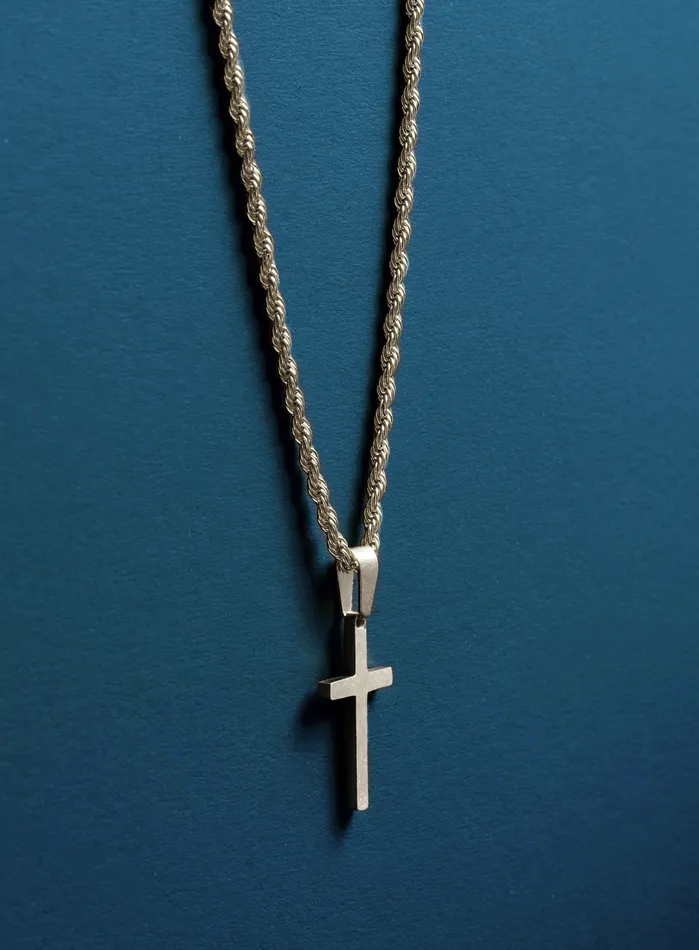 Necklaces WE ARE ALL SMITH Mens Jewelry Clothing Waterproof Medium Silver Cross Pendant for Men
