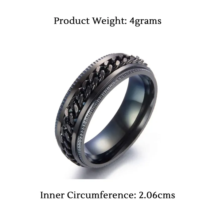 Necklaces Yellow Chimes Black Rings For Men Pack of 1 Stainless Steel Men Ring Fidget Spinner Finger Ring for Boys Ideal Gift For Men and Boys Yellow Chimes