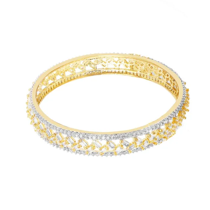 Necklaces Yellow Chimes Classic Design 1 Pcs White ADAmerican Diamond Studded 18k Gold Plated Handcrafted Bangle for Women Girls 26 Yellow Chimes