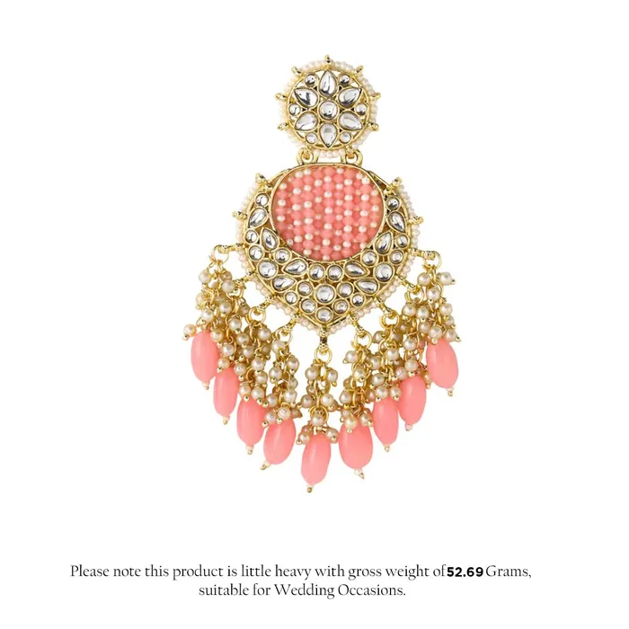 Necklaces Yellow Chimes Earrings for Women and Girls Traditional Chandbali Gold Plated Kundan Stone Chand Baliyan Earrings Birthday Gift for girls and women Anniversary Gift for Wife Yellow Chimes