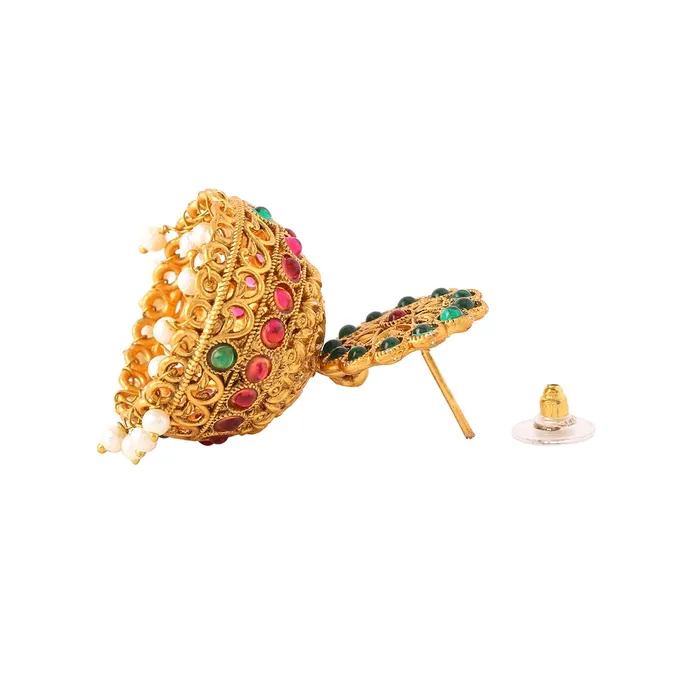 Necklaces Yellow Chimes Earrings For Women Gold Toned Crystal Studded Jhumka Earrings For Women and Girls Yellow Chimes