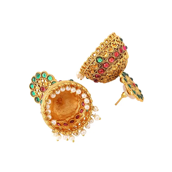 Necklaces Yellow Chimes Earrings For Women Gold Toned Crystal Studded Jhumka Earrings For Women and Girls Yellow Chimes