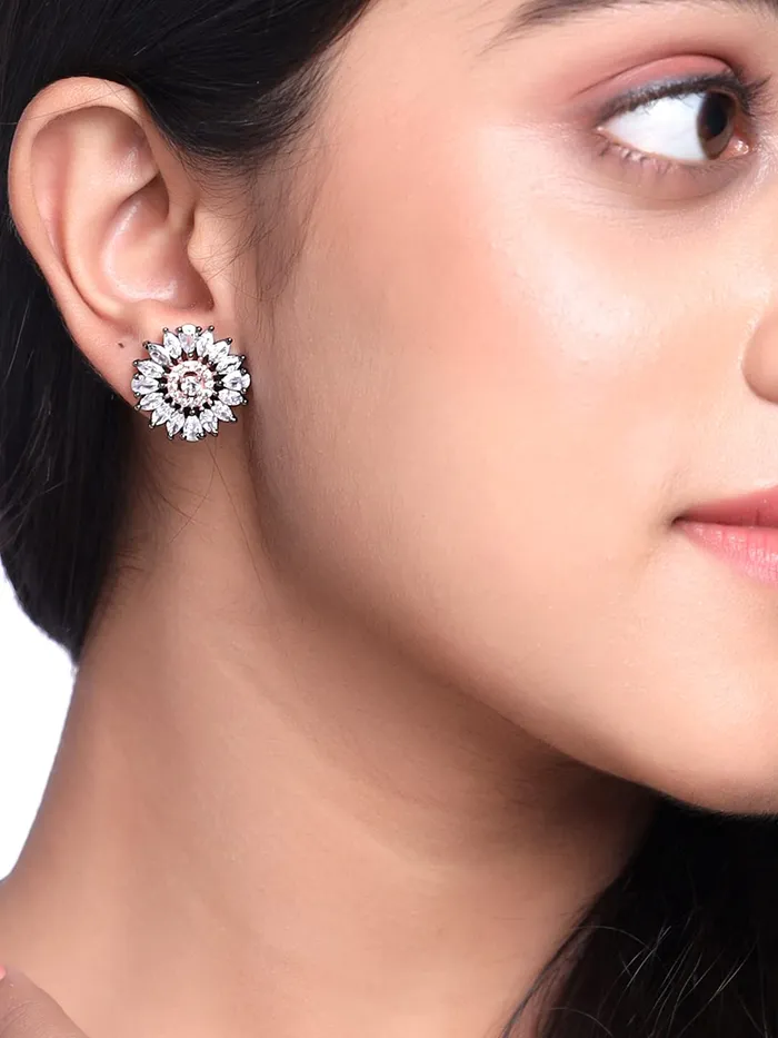 Necklaces Yellow Chimes Earrings for Women Silver Toned ADAmerican Diamond Crystal Studded Stud Earring for Women and Girls Yellow Chimes