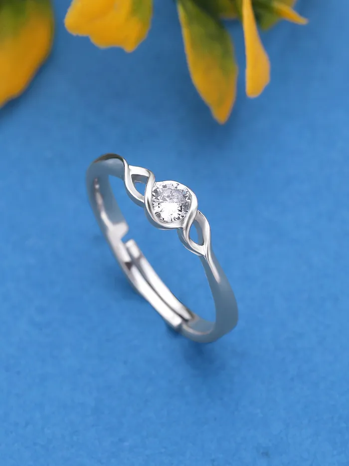 Necklaces Yellow Chimes Elegant Crsytal Adjustable Silver Ring for Women Valentine Gift for Girls Yellow Chimes