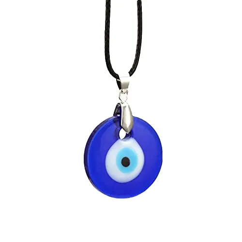 Necklaces Yellow Chimes Evil Eye Pendant for WomenFashion Evil Eye Locket Pendant Charm Black Leather Rope Pendant for Men and Women Yellow Chimes