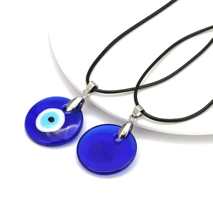 Necklaces Yellow Chimes Evil Eye Pendant for WomenFashion Evil Eye Locket Pendant Charm Black Leather Rope Pendant for Men and Women Yellow Chimes