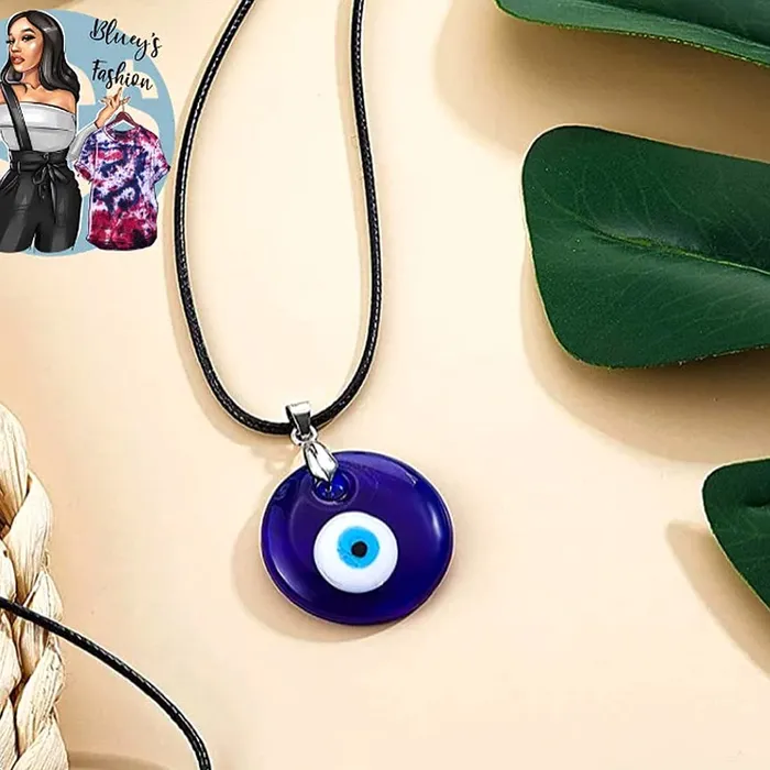 Necklaces Yellow Chimes Evil Eye Pendant for WomenFashion Evil Eye Locket Pendant Charm Black Leather Rope Pendant for Men and Women Yellow Chimes