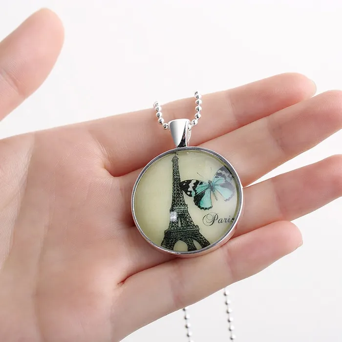 Necklaces Yellow Chimes Glow Collection Eiffel Butterfly Silver Pendant For Women Girls Yellow Chimes