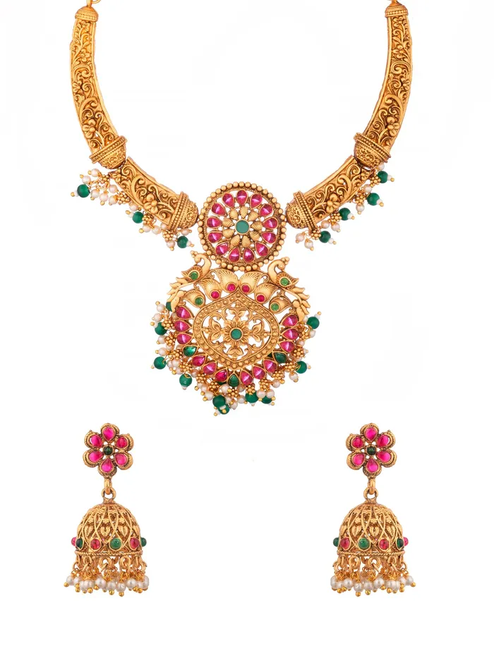 Necklaces Yellow Chimes Gold Plated Bridal Jewellery Set Necklace Earrings 708cm Adjustable Size Necklaces Yellow Chimes Gold Plated Bridal Jewellery Set Necklace Earrings 708cm Adjustable Size