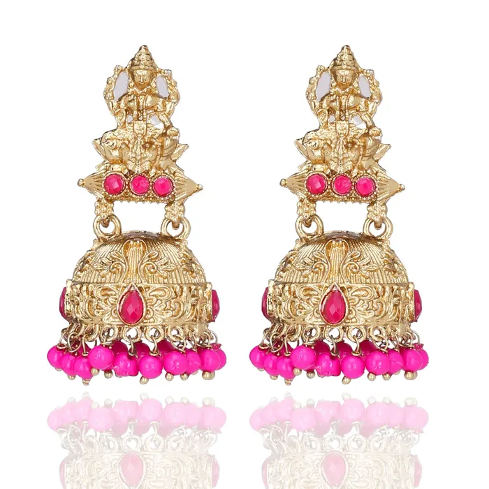 Necklaces Yellow Chimes Golden Base Metal Gold Plated Artistic Crafted Lakshmi Designer Temple Traditional JhumkaJhumki Earrings for Women Girls Yellow Chimes Necklaces Yellow Chimes Golden Base Metal Gold Plated Artistic Crafted Lakshmi Designer Temple Traditional JhumkaJhumki Earrings for Women Girls Yellow Chimes