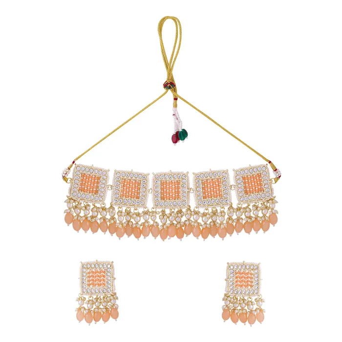 Necklaces Yellow Chimes Jewellery Set for Women and Girls Kundan Necklace Set Gold Plated Peach Beads Drop Kundan Choker Necklace Set Birthday Gift for girls and women Anniversary Gift for Wife Yellow Chimes Necklaces Yellow Chimes Jewellery Set for Women and Girls Kundan Necklace Set Gold Plated Peach Beads Drop Kundan Choker Necklace Set Birthday Gift for girls and women Anniversary Gift for Wife Yellow Chimes
