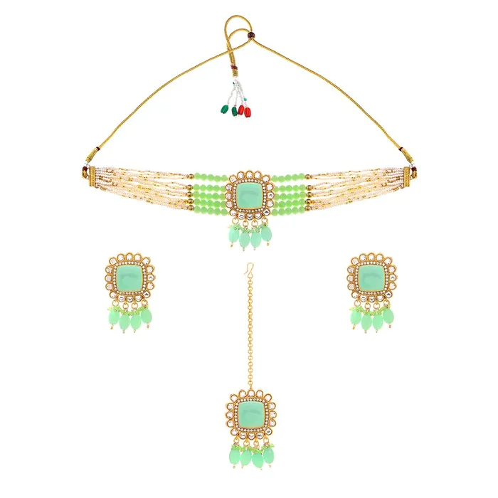 Necklaces Yellow Chimes Jewellery Set for Women Traditional Green Beads Choker Necklace Set Ethnic Gold Plated Choker Set for Girls Birthday Gift for Girls Women Anniversary Gift for Wife Yellow Chimes Necklaces Yellow Chimes Jewellery Set for Women Traditional Green Beads Choker Necklace Set Ethnic Gold Plated Choker Set for Girls Birthday Gift for Girls Women Anniversary Gift for Wife Yellow Chimes