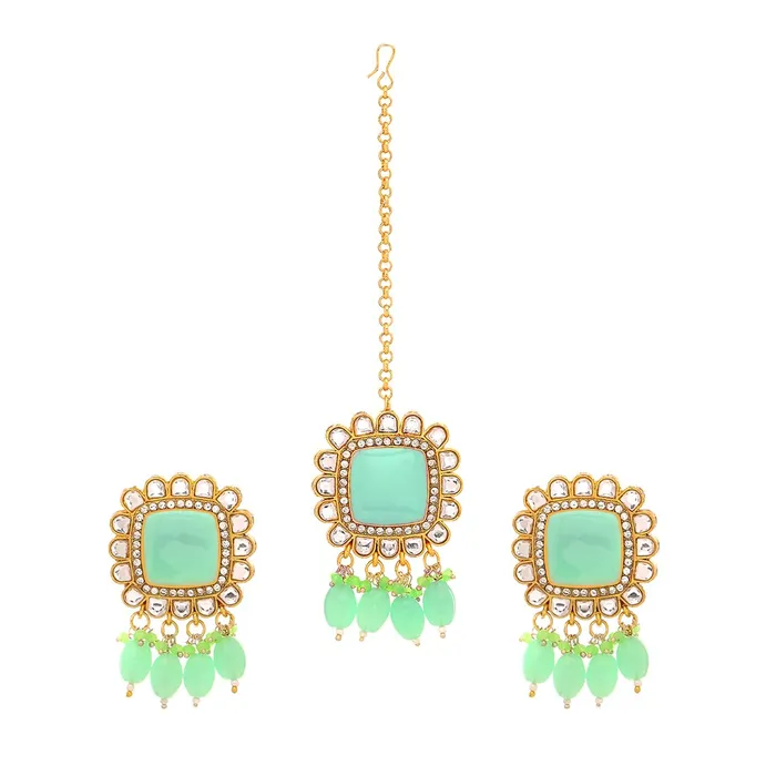 Necklaces Yellow Chimes Jewellery Set for Women Traditional Green Beads Choker Necklace Set Ethnic Gold Plated Choker Set for Girls Birthday Gift for Girls Women Anniversary Gift for Wife Yellow Chimes