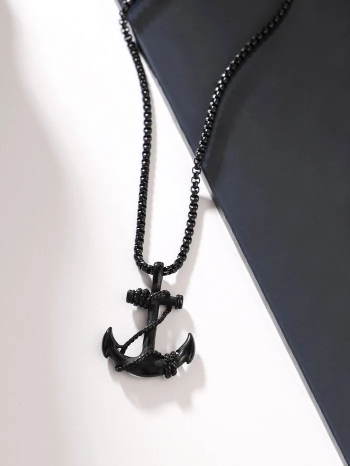 Necklaces Yellow Chimes Pendant for Men and Boys Black Pendants For Men Stainless Steel Sailor Anchor Charm Pendant Chain for Men Birthday Gift for Men Boys Anniversary Gift for Husband Yellow Chimes