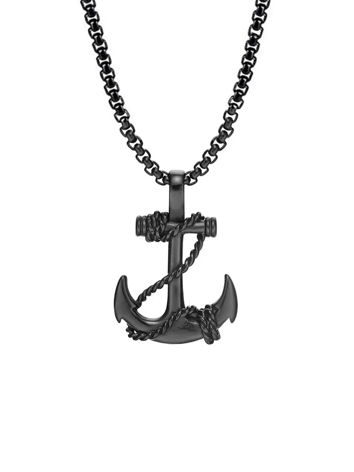 Necklaces Yellow Chimes Pendant for Men and Boys Black Pendants For Men Stainless Steel Sailor Anchor Charm Pendant Chain for Men Birthday Gift for Men Boys Anniversary Gift for Husband Yellow Chimes