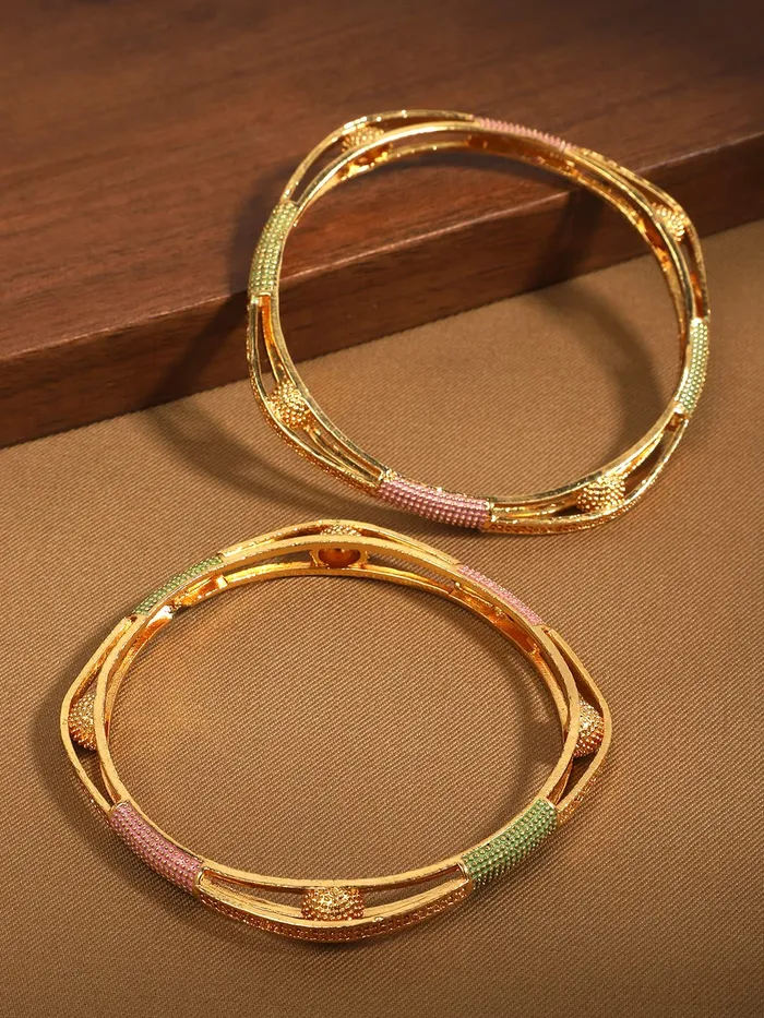 Necklaces Yellow Chimes Yellow Chimes Bangles for Women Gold Toned Meenakari Touch Traditional Bangles for Women and Girls