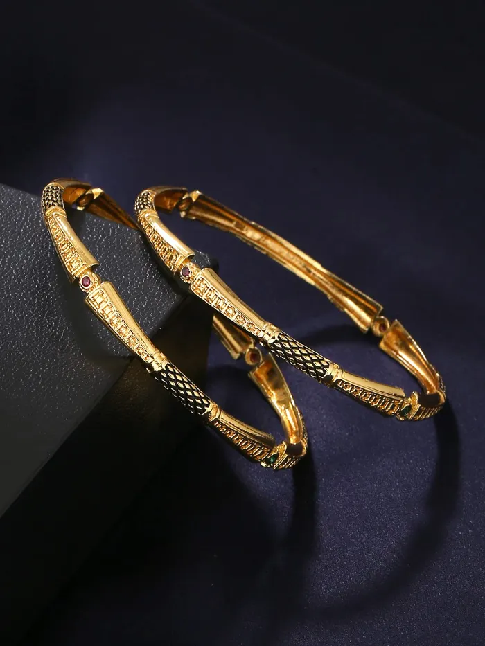 Necklaces Yellow Chimes Yellow Chimes Bangles for Women Gold Toned Meenakari Touch Traditional Bangles for Women and Girls