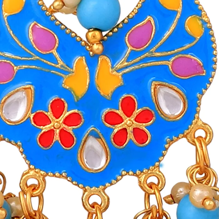 Necklaces Yellow Chimes Yellow Chimes Beautifully Enamelled Gold Plated Meenakari Chandbali Earrings for Women and Girls