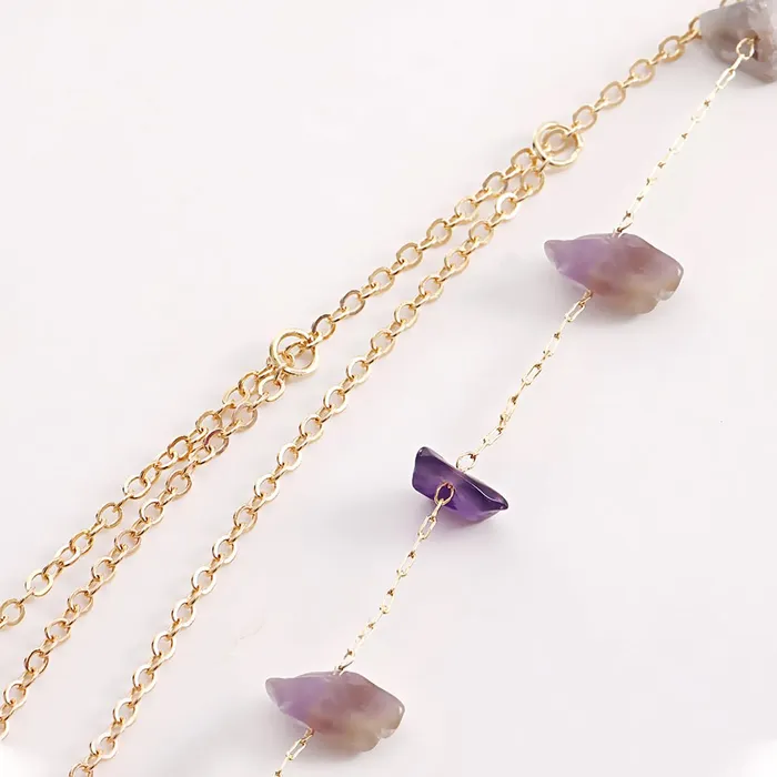 Necklaces Yellow Chimes Yellow Chimes Body Chain For Women Layered Gold Toned Purple Beaded Body Chain For Women and Girls