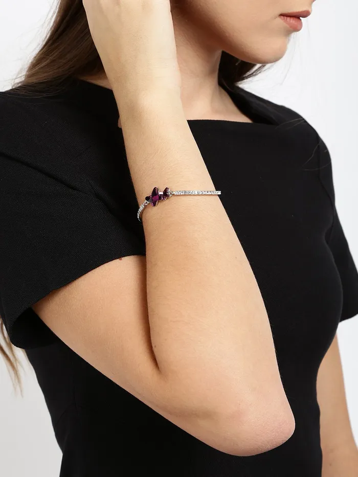 Necklaces Yellow Chimes Yellow Chimes Bracelet for Women Girls A5 High Grade Purple Crystal Bracelets for Women Girls SIlver Toned Butterfly Charm Bracelet Birthday Gift For Girls Women Anniversary Gift for Wife