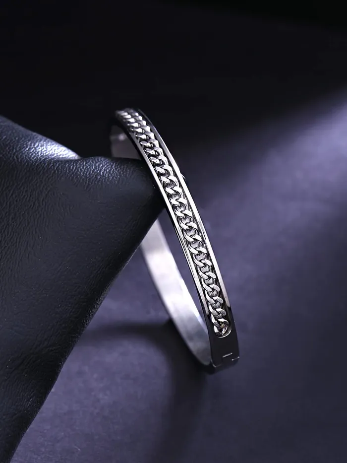 Necklaces Yellow Chimes Yellow Chimes Bracelet for Women Stainless Steel Chain Bracelet Silver Toned Bangle Style Kada Bracelet for Women and Girls