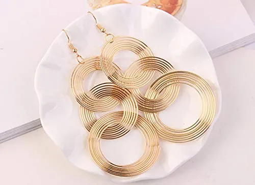 Necklaces Yellow Chimes Yellow Chimes Celebrity Choice Gold Plated Dropping Circle Dangle Earringfor Women and Girls