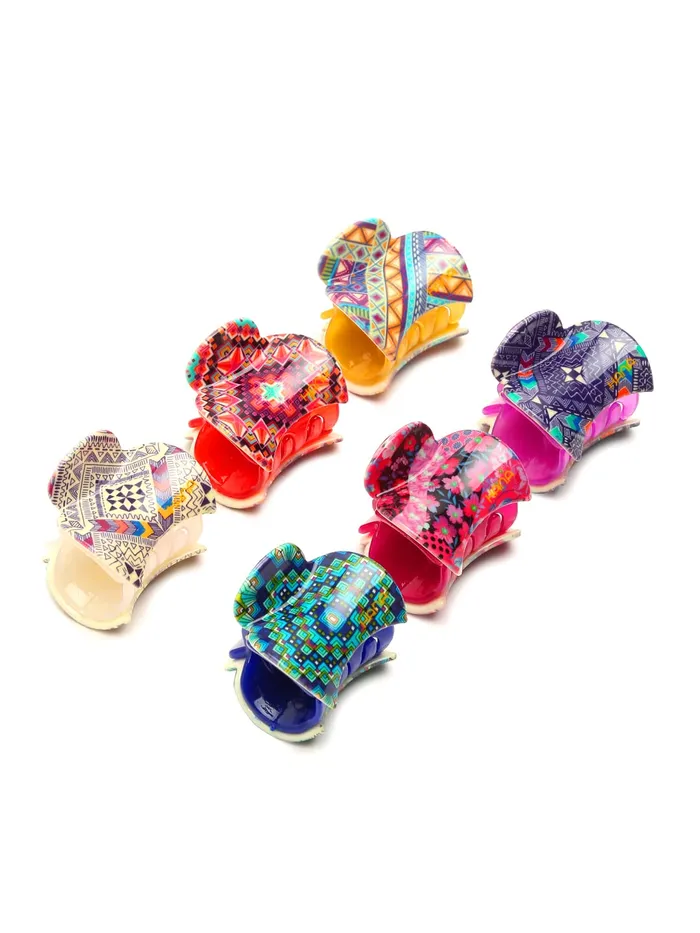 Necklaces Yellow Chimes Yellow Chimes Combo of 6 pcs Unique Collection Daily Use Printed Honey Plastic Medium Size Soft Touch Hair Clips for Women and Girls Hair Accessories Pack of 6