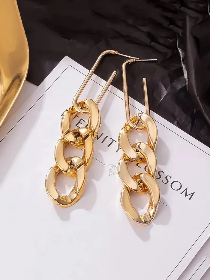 Necklaces Yellow Chimes Yellow Chimes Earrings for Women and Girls Fashion Golden Dangler Western Style Long Link Chain Danglers Earrings Birthday Gift for Girls Women Anniversary Gift for Wife